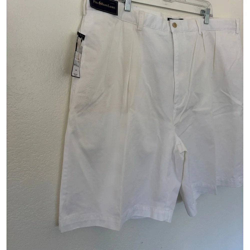 Polo Ralph Lauren Big Tyler Short 46 White Pleat Preppy Ivy Dadcore Resort *READ